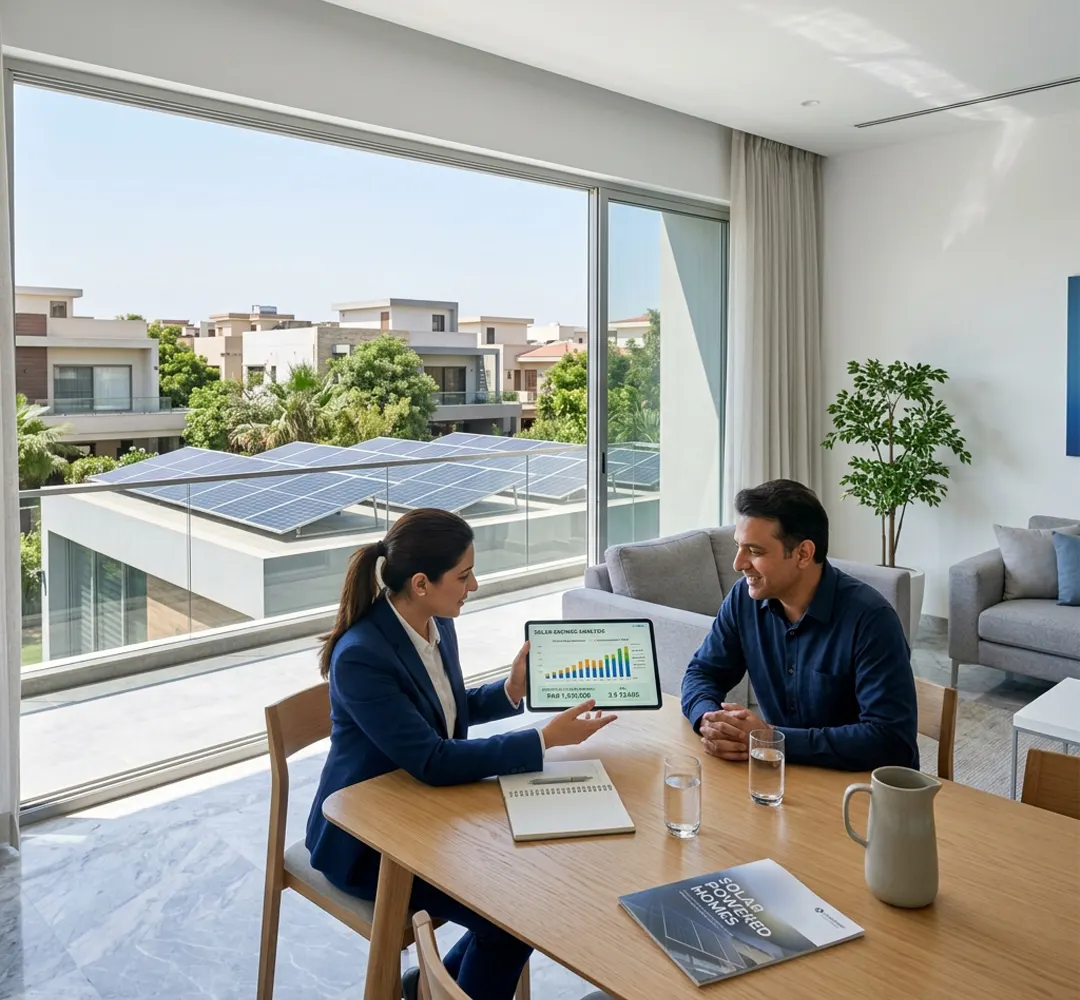 Solar panel system calculator showing savings and system size estimate for Pakistani homes